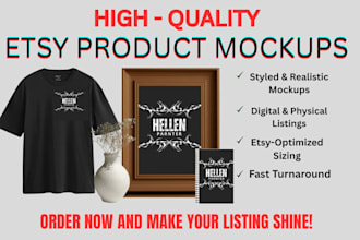 design high quality etsy product mockups for your digital and  physical products