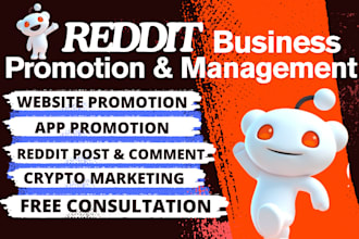 promote ecommerce business, ai, app, crypto via reddit marketing and promotion