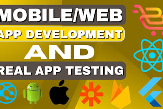 develop react native app flutter app development web app 12 app 20 app testers