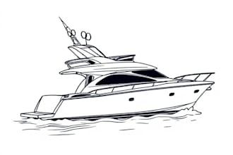 create line art or illustration of boat, yacht, car, object