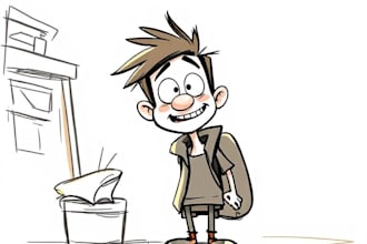 draw a cartoon character in a funny sketch