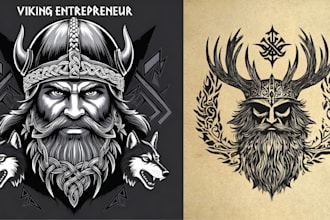 do vintage viking head logo and illustration design