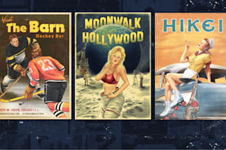 do vintage poster design, vintage style retro event poster, concert movie poster