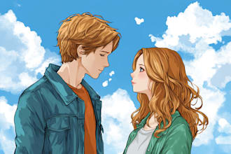make a anime couple character art anime style