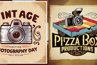 create vintage photography camera shop logo