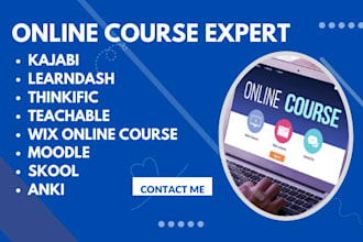 create, upload digital online course on teachable thinkific kajabi wix learndash