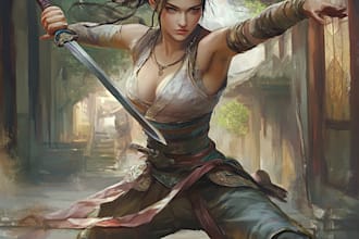 create a dnd character , illustration ,environment design
