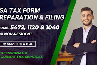 prepare your US taxes filing form 1040, 1065, 1120, schedule c