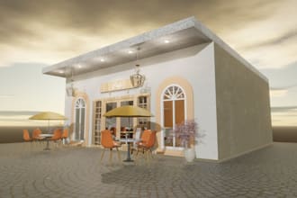 renovate detail coffee shop with interior 3d model, retail store, office,bar,gym