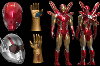 create 3d printable cosplay armor, 3d weapon, 3d mask, marvel cosplay stl
