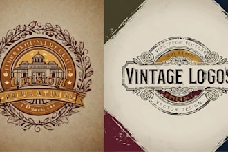 make hand drawn vintage logo for your company