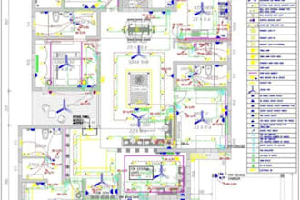 architect 2d floor plan, electrical mepcity plan hvac irriagtion plan in autocad