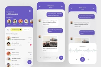 develop sleek and clean mobile chat app, messaging app, social chat app