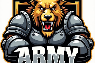 design high quality esport army, military mascot logo with unlimited revision
