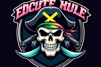 design high quality esport pirate skull mascot logo with my fastest delivery