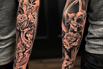 create unique custom tattoo design for you, sleeve tattoo