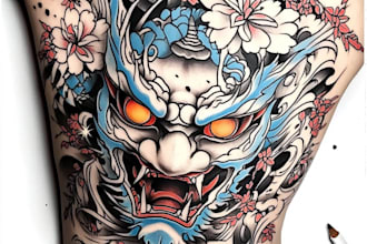 design a japanese hannya mask tattoo