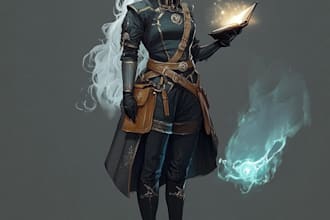 create a dnd character , illustration ,environment design
