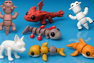 create 3d articulated model bjd flexi model ready for 3d printing