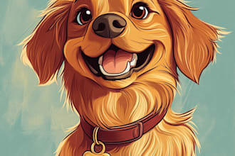 raw disney pets portrait illustration in disney style