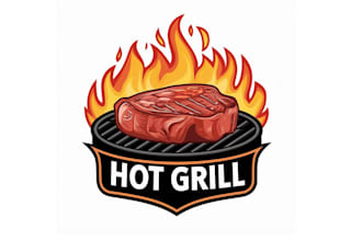 create fast food, pizza, burgers, grills, BBQ and restaurant logo