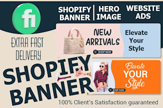 design awesome web header, shopify banner, hero image, and landing page