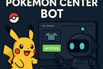develop a high speed pokémon center bot with stock tracking and auto checkout