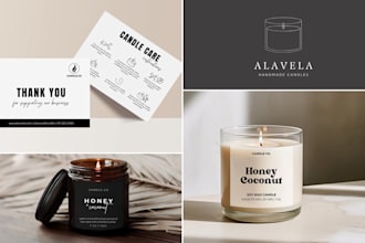 design candle label, custom logo, social media and full branding