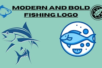 bold and modern fishing logo design