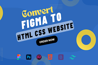 convert figma to html, psd to html, bootstrap tailwind css responsive website