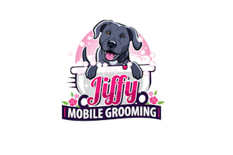 design classy cute dog grooming logo