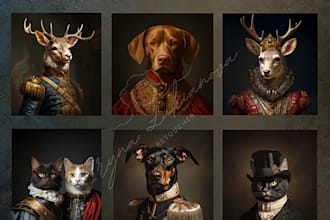 create digital pet portrait in renaissance oil style