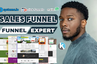 design sales funnel in clickfunnels, groovekart, kartra, systeme io landing page