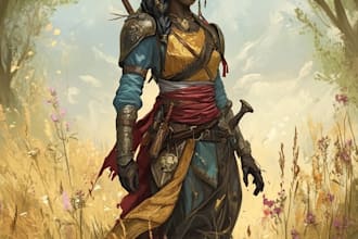 do dnd character art or party, fantasy, sci fi or creature illustration