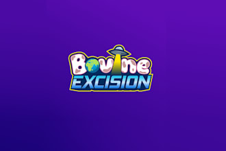 design space themed cartoon cow logo