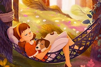 children story book illustration, kids book design, book cover