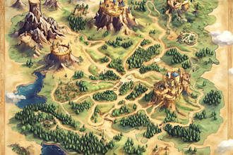 illustrate a detailed fantasy map for your rpg, book, etc