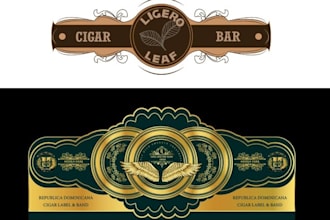 do modern cigar label, cigar logo, cigar band and cigar box design