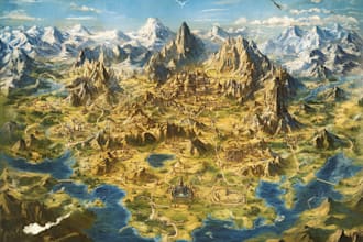 make fantasy map illustration for dnd, novels and games