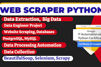 do advanced web scraping, data extraction automation with scrapy, selenium
