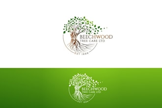 design tree, yoga , botany, lawn care , landscaping logo