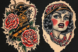 make you a traditional old school tattoo style design