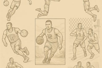 design vector art illustration comic sport football basketball nfl matchday post
