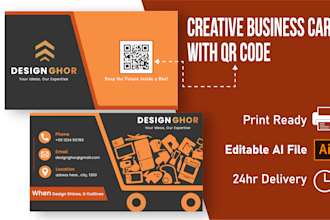 design modern professional business cards with qr code and print ready files