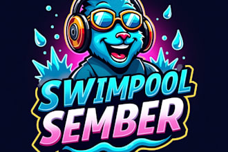 design high quality esport swimming pool mascot logo with creative concepts