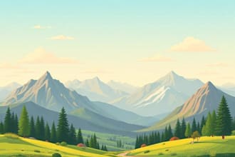 create flat vector landscape illustration for you