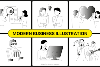 create modern line art illustrations for your app, website, or presentation