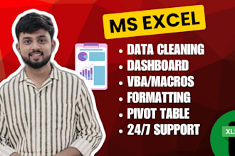 clean, format, merge, split excel data and create dashboards