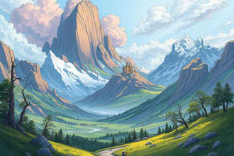 draw fantasy background and landscape