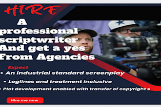 adapt your book into a screenplay for TV pilot, movie script scriptwriter film